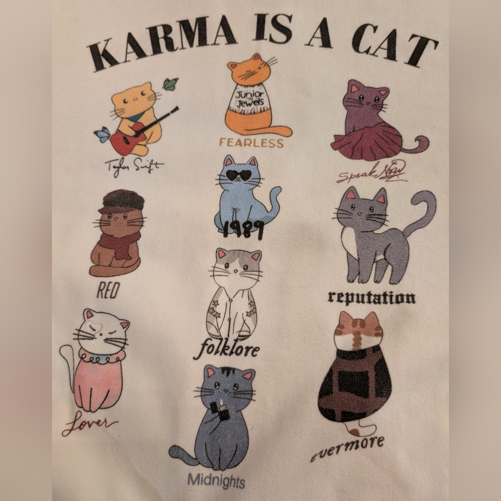 Karma Is A Cat Swifties Sweatshirt, size L - Picture 5 of 7